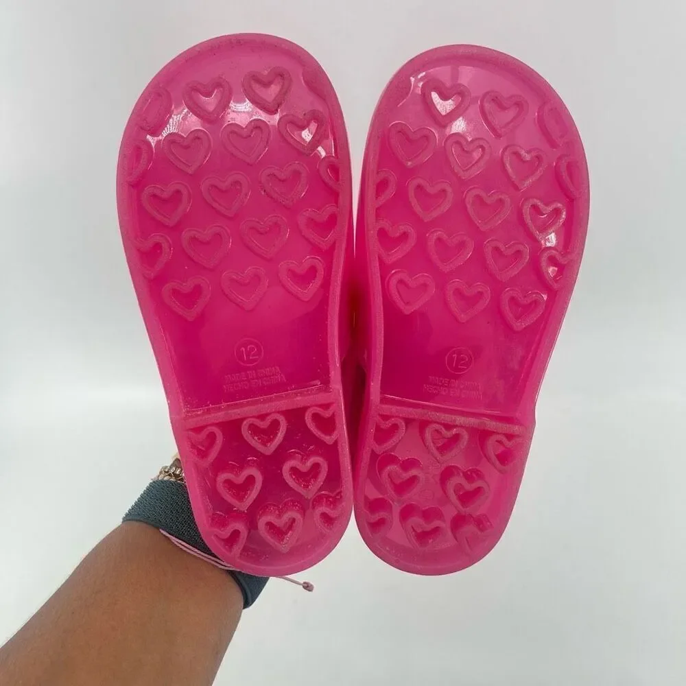 Old Navy Girls Pink Jelly Sandals Size 12 – Wide Strap Buckle Style